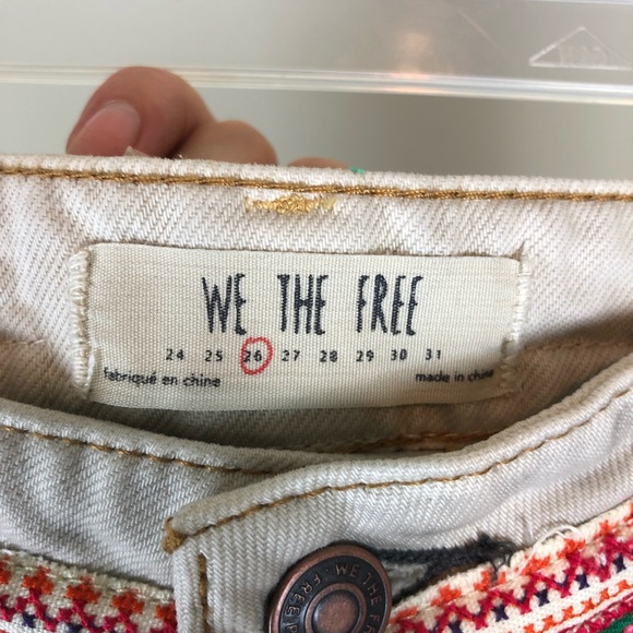 Free People Embroidered Cut Off Borderline Shorts - Picture 7 of 8